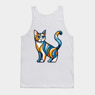 Pop art cat illustration. cubism cat illustration Tank Top